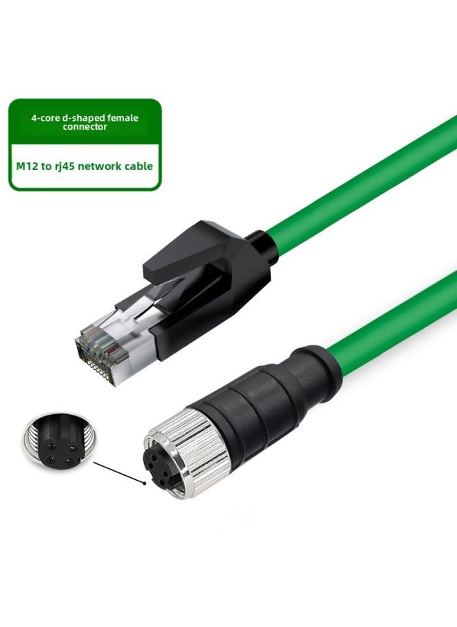 Generic M12 To RJ45 Connector Profinet Industrial Network Cable Bus 4/8 Core Straight ADX Type High Flexibility Double Shield-Color:[straight 4-core D-shaped Female Head—m12 To Rj45]-Line Length:50 M  - Image 1