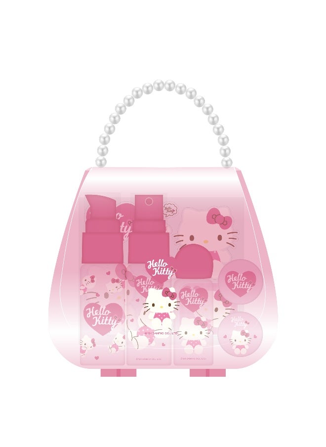 Miniso - MINISO Sanrio Characters Pink Collection 7-Piece Travel Set (Hello Kitty) – Comprehensive Travel Essentials Kit - Image 1