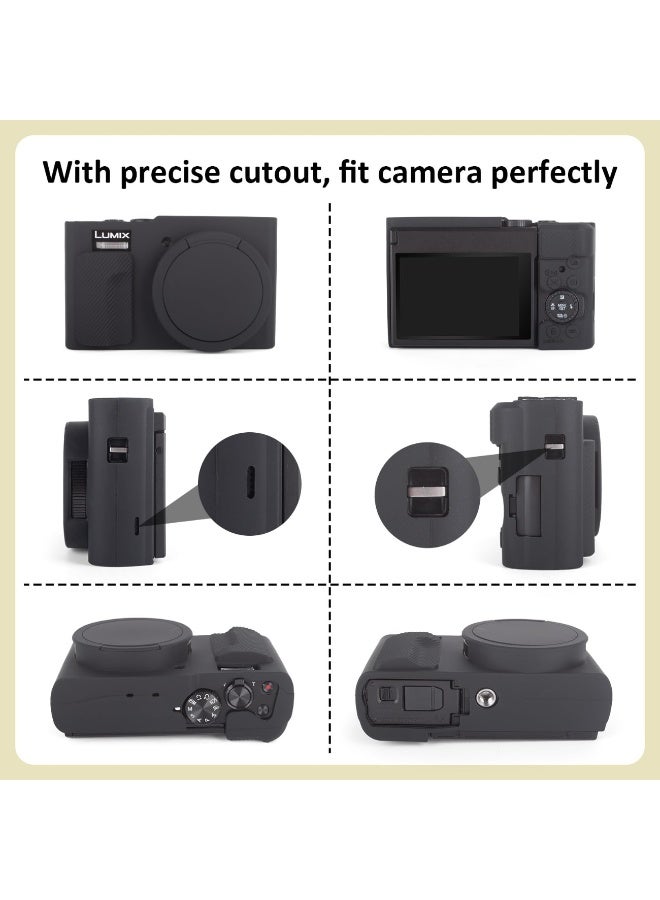 Silicone Case Compatible with Panasonic DC-ZS99 Tz99 Digital Camera Soft Rubber For DC-ZS99 Protective Cover with Removable Lens Cover Anti-Slip Anti-Scratch (Black) - Image 2