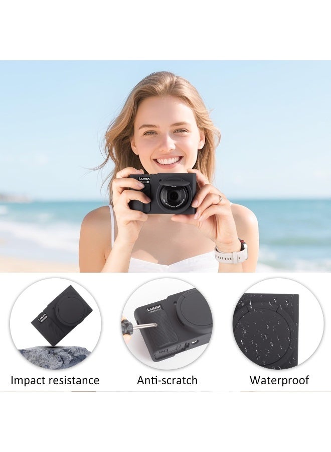 Silicone Case Compatible with Panasonic DC-ZS99 Tz99 Digital Camera Soft Rubber For DC-ZS99 Protective Cover with Removable Lens Cover Anti-Slip Anti-Scratch (Black) - Image 5