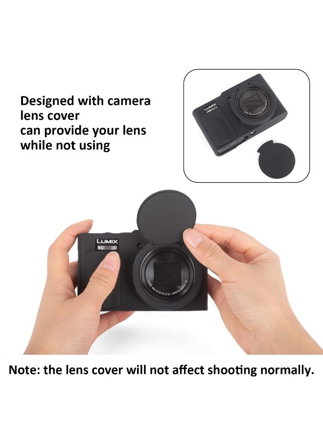 Silicone Case Compatible with Panasonic DC-ZS99 Tz99 Digital Camera Soft Rubber For DC-ZS99 Protective Cover with Removable Lens Cover Anti-Slip Anti-Scratch (Black) - Image 3