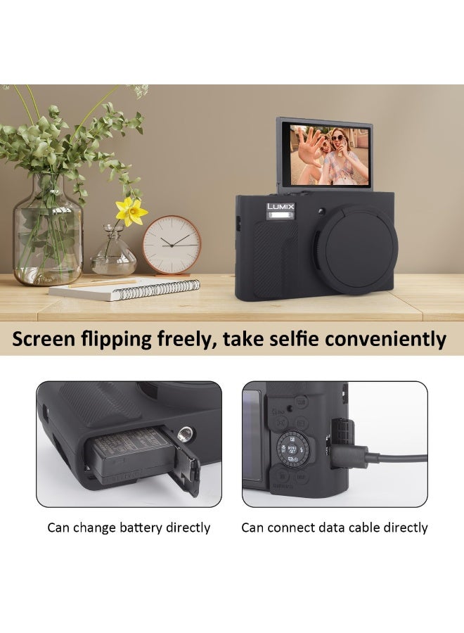 Silicone Case Compatible with Panasonic DC-ZS99 Tz99 Digital Camera Soft Rubber For DC-ZS99 Protective Cover with Removable Lens Cover Anti-Slip Anti-Scratch (Black) - Image 4