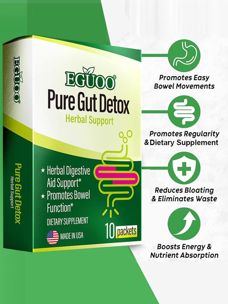 EGUOO Pure Gut Detox  Colon Cleanse Cleanser Detox Cleanse Gut Cleanse for Women Men with Senna Cascara Sagrada Digestive Enzymes Probiotic Blend and Prebiotic  Bloating and Constipation Relief - Image 2
