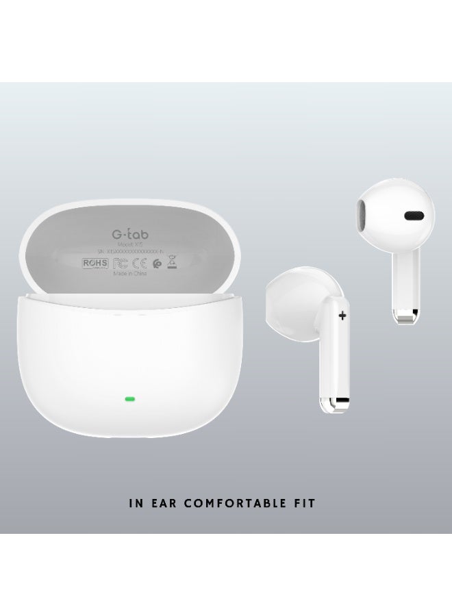 G-Tab X15 Wireless Bluetooth TWS In-Ear Headphone, Deep Bass Sound, Clear Call Mic, Touch Control, True Wireless Earbuds - Image 4