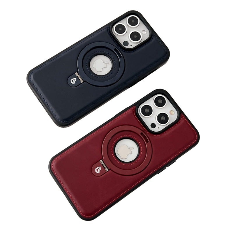 Suitable For Apple 15 Mobile Phone Case Iphone16 Protective Case Magnetic Suction 13Promax Anti-Drop High-End 14 Leather Bracket - Image 5