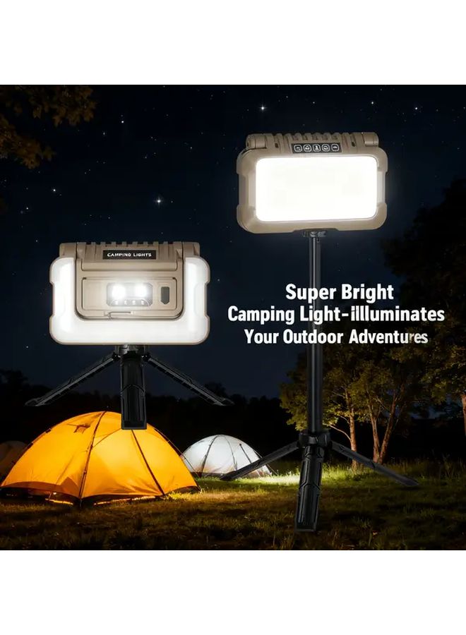 مصباح كشاف تخييم إل إي دي قابل لإعادة الشحن باللون البني 3000 ملي أمبير قابل للطي والتعليق للإضاءة اليدوية الحرة - Image 5