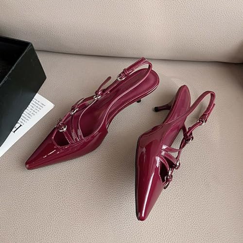 MICIFA Slingback Kitten Heels for Women, Buckle Strap Stiletto Heels Pointed Toe Pump Shoes Dress Work Heeled Sandals - Image 4