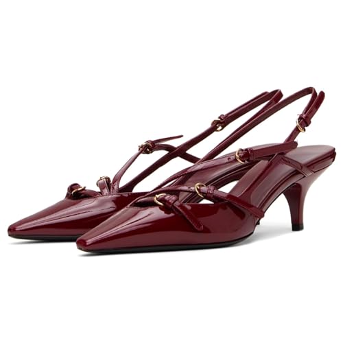 MICIFA Slingback Kitten Heels for Women, Buckle Strap Stiletto Heels Pointed Toe Pump Shoes Dress Work Heeled Sandals - Image 1