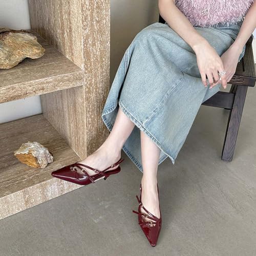 MICIFA Slingback Kitten Heels for Women, Buckle Strap Stiletto Heels Pointed Toe Pump Shoes Dress Work Heeled Sandals - Image 2