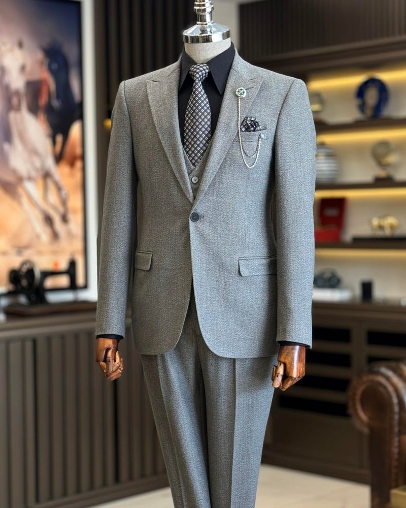 Terzi Adem Altun Italian Style Jacket Vest Trousers Suit Gray T12879  - Image 1