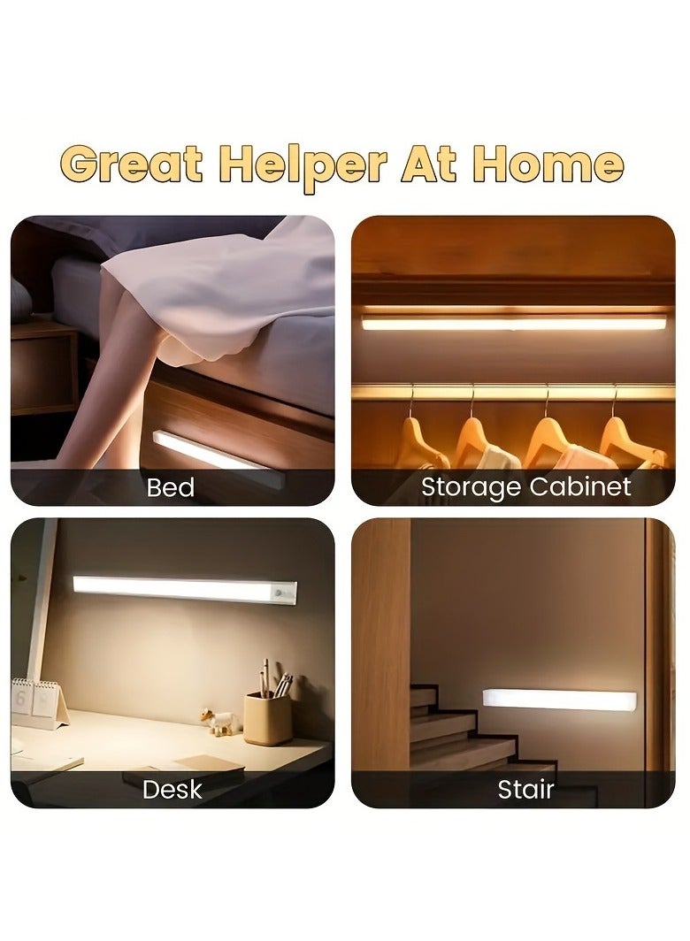 ارواق طقم 5 مصابيح LED بحساس حركة لخزائن، إضاءة لاسلكية قابلة لإعادة الشحن عبر USB، إضاءة ليلية مغناطيسية لاصقة بجهد 5V للممرات، المطبخ، الدرج، والخزائن لتزيين المنزل (10 سم، ضوء بارد) - Image 4