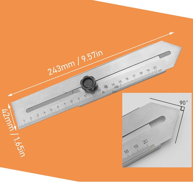 Stainless Steel Sliding Scribing Ruler 0 200mm Clear Scale Woodworking Marking Tool - Image 4