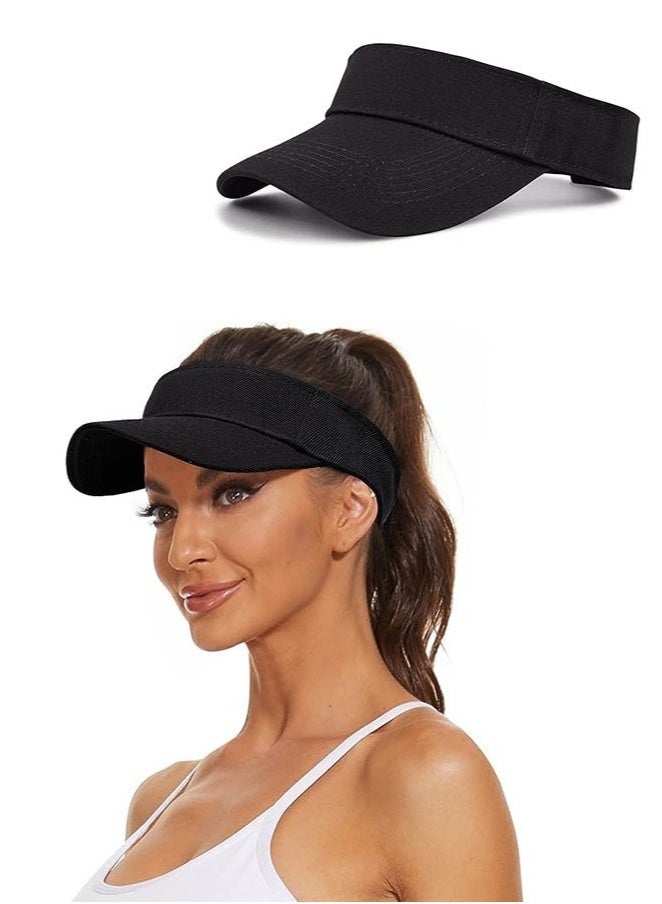 Sport Sun Visor Hats, Adjustable Lightweight Outdoor Sports Empty Top Baseball Cap, UV Protection Cap for Cycling Running Tennis Golf u0026 All Sports (Black) - Image 1