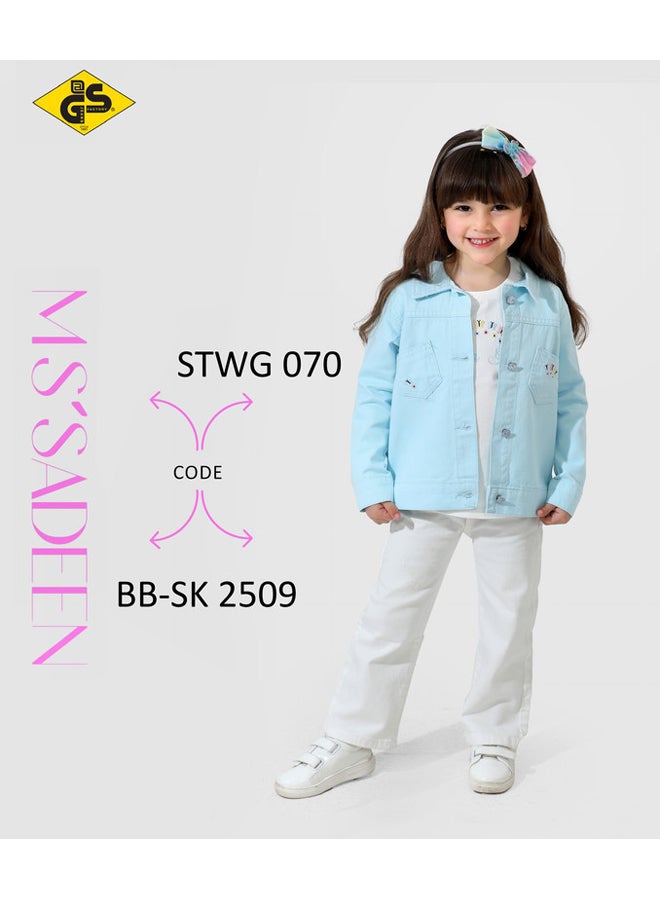 قميص جاباردين خريفي للبنات مع تيشيرت قطني بأكمام طويلة