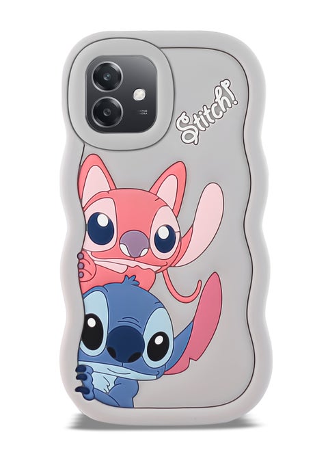 حافظة هاتف من السيليكون الناعم المموج ثلاثية الأبعاد من Lilo and Stitch لهاتف Oppo A3/A3X (رمادي)