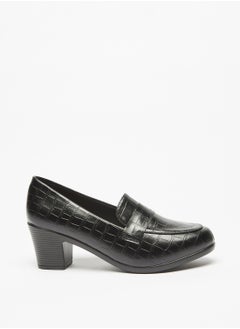 Womens Textured Slip-On Shoes with Block Heels