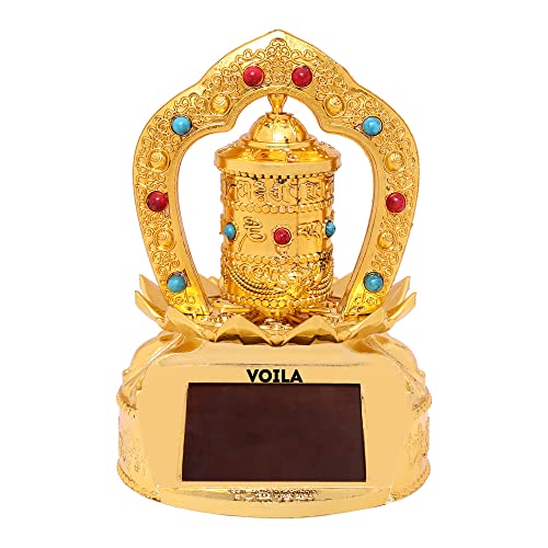 VOILA Revolving Rotating Tibetan Buddhist Lotus Design Solar Plain for Car Dashboard - Image 1