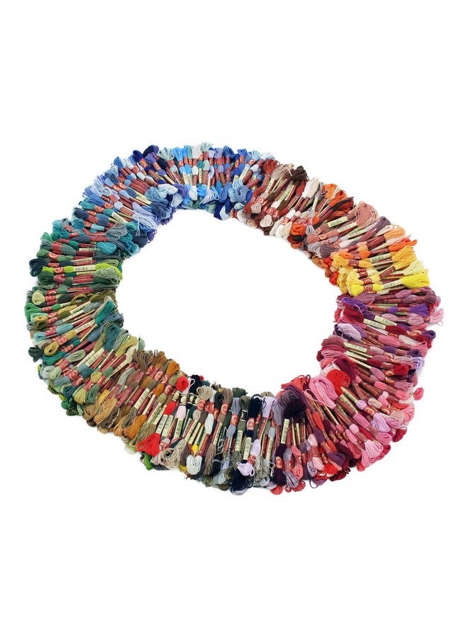 ثريد ناني خيط تطريز عبر غرزة للخياطة والتطريز اليدوي مناسب لصنع خيط السوار مجموعة من 447 خصلة من الخيوط القطنية بألوان قوس قزح - Image 2