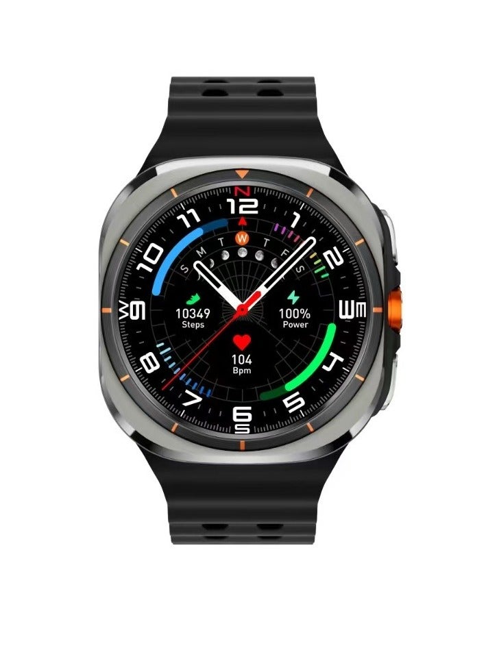 ساعة ذكية U8 فائقة الدقة، ساعة معصم ذكية مزودة بخاصية GPS وبوصلة وشبكة 4G كاملة من Netcom، وساعة هاتف أندرويد مزودة بشحن مغناطيسي مع مراقبة معدل ضربات القلب وأكسجين الدم (قطعة واحدة، أسود) - Image 1