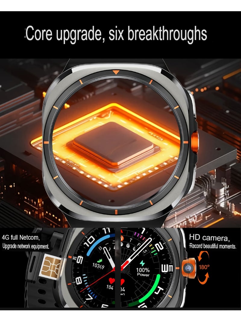 ساعة ذكية U8 فائقة الدقة، ساعة معصم ذكية مزودة بخاصية GPS وبوصلة وشبكة 4G كاملة من Netcom، وساعة هاتف أندرويد مزودة بشحن مغناطيسي مع مراقبة معدل ضربات القلب وأكسجين الدم (قطعة واحدة، أسود) - Image 3