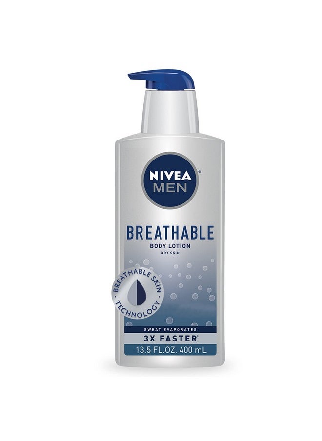 NIVEA MEN - NIVEA MEN Breathable Body Lotion, 48-Hour Hydrating Lotion for Men with Breathable Skin Technology, Shea Butter, Vitamin C and Vitamin E, 13.5 Fl Oz Bottle - Image 1