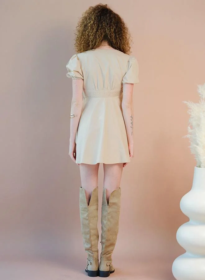 Virgio 100% Cotton Flare Dress With Bow Detail