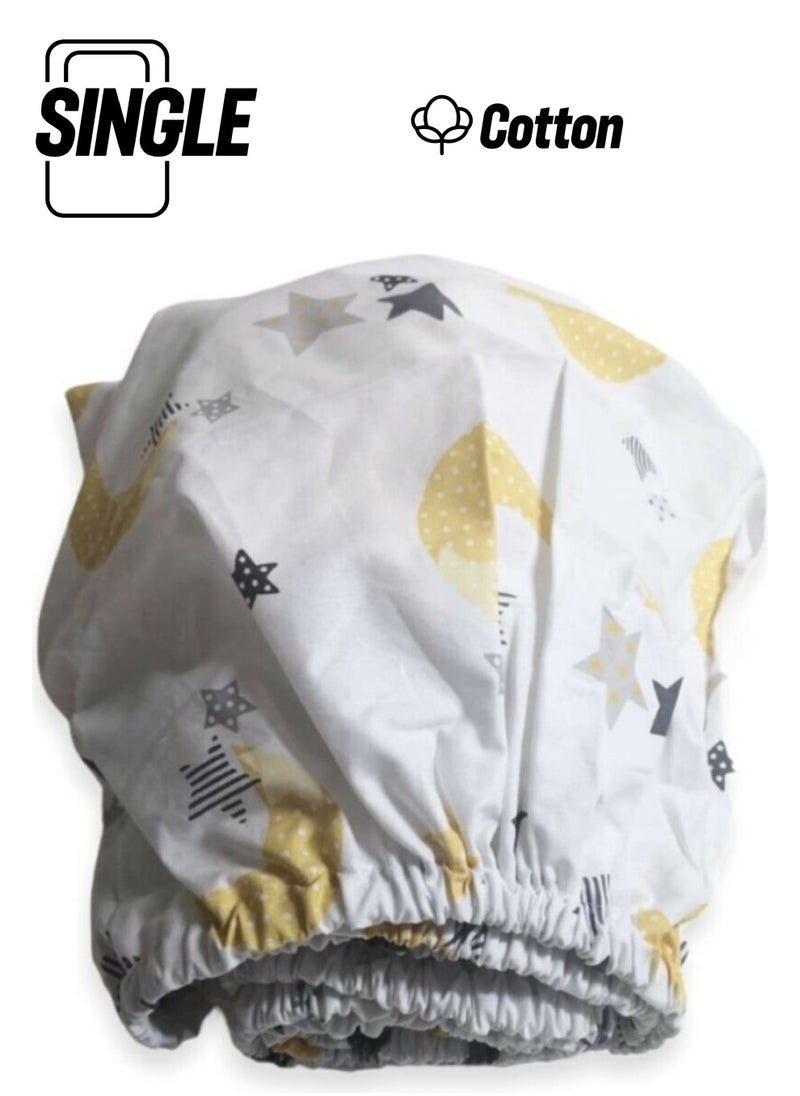 Bebek Özel Baby Special Cotton Baby and Kids Elastic Bed Sheet Yellow Crescent 80x140 cm  - Image 1