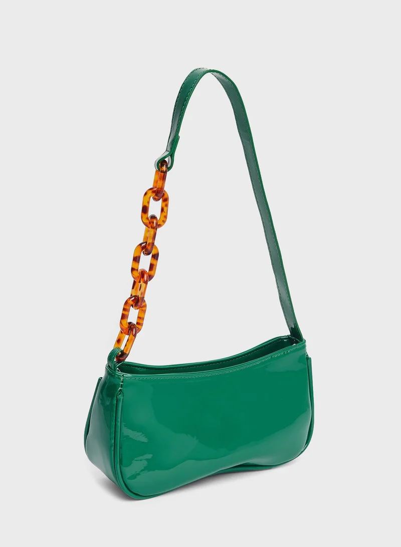 Styli Shiny Zip Closure Satchel