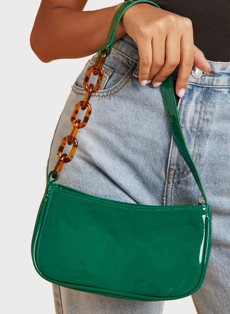 Styli Shiny Zip Closure Satchel
