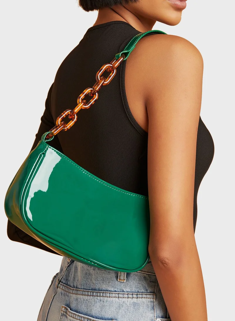 Styli Shiny Zip Closure Satchel