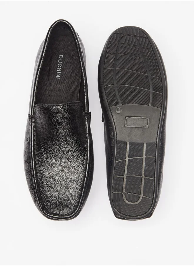 DUCHINI Men's Solid Slip-On Moccasins