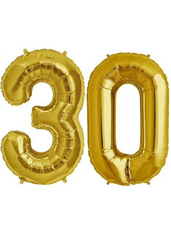 Balloonistics Number Thirty 30 Gold Number Foil Balloon for Birthday Anniversary Celebration - Image 1