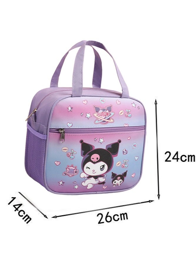 عام حقيبة طعام معزولة على شكل كورومي اللطيفة، حقيبة يد كرتونية للأطفال مقاومة للماء وسعة كبيرة، مثالية لحمل وجبات البنتو والحفاظ على حرارتها. - Image 2