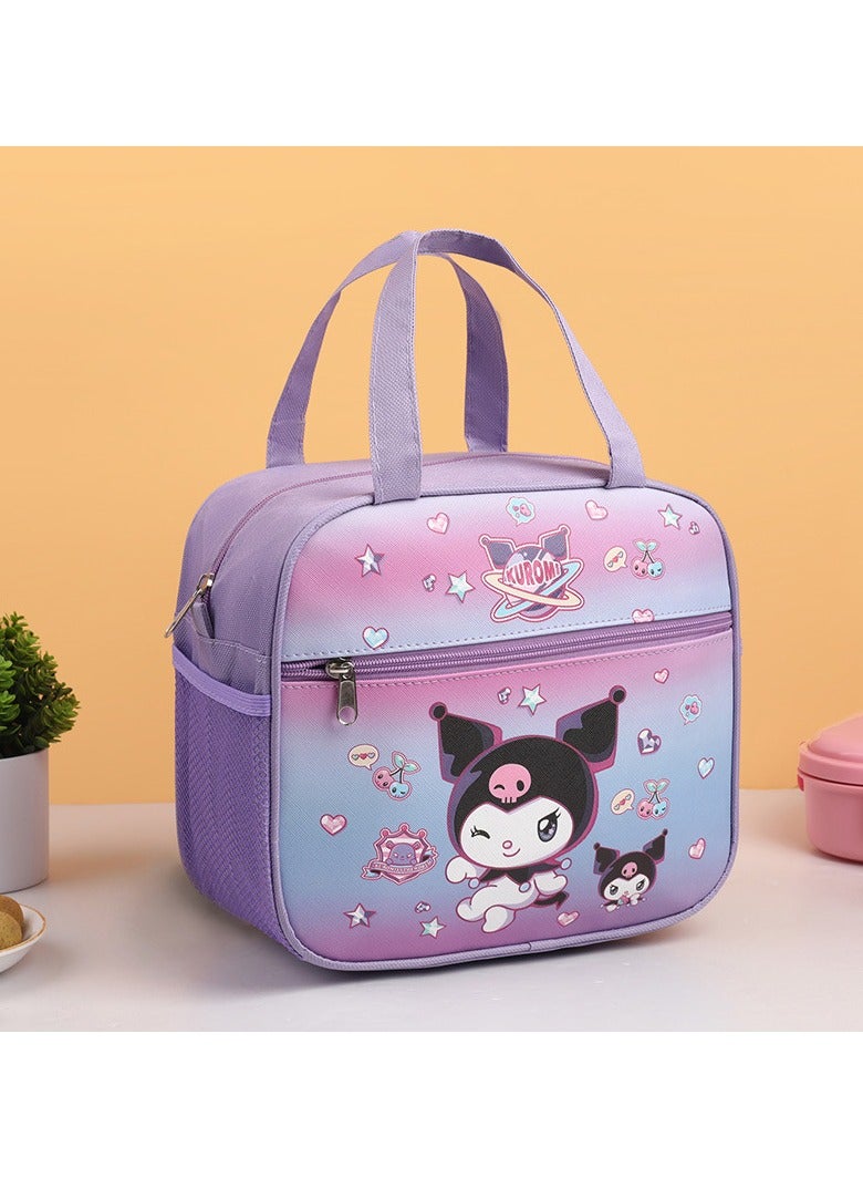 عام حقيبة طعام معزولة على شكل كورومي اللطيفة، حقيبة يد كرتونية للأطفال مقاومة للماء وسعة كبيرة، مثالية لحمل وجبات البنتو والحفاظ على حرارتها. - Image 1