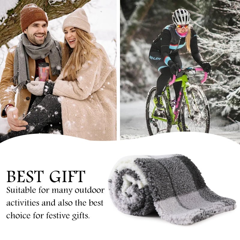 PESAAT Women Winter Scarf Fleece Lady Neck Warmer Classic Scarves for Women Cold Weather (Gray Plaid) - Image 5