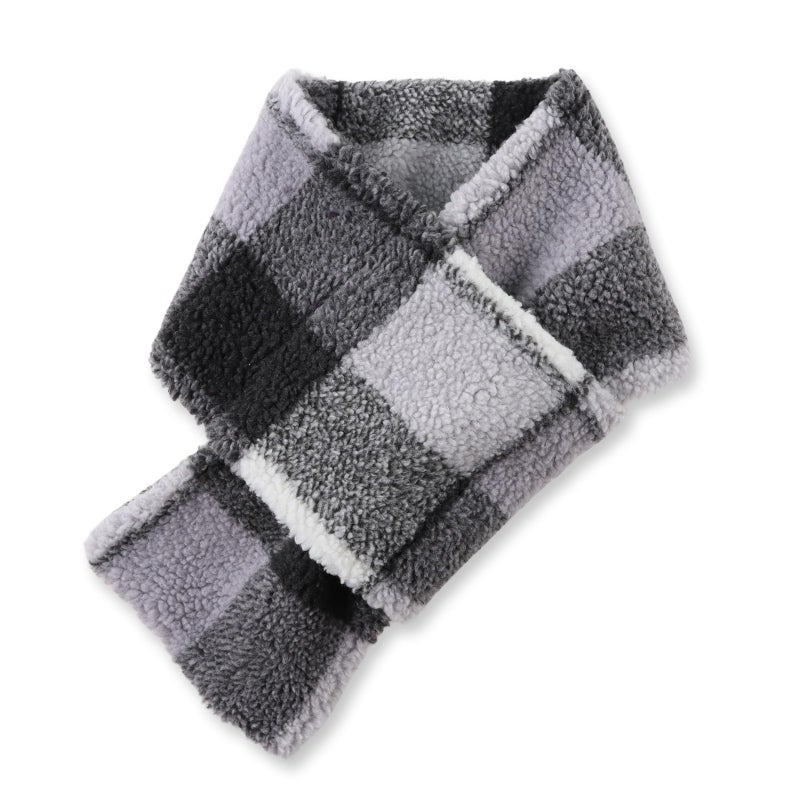 PESAAT Women Winter Scarf Fleece Lady Neck Warmer Classic Scarves for Women Cold Weather (Gray Plaid) - Image 1