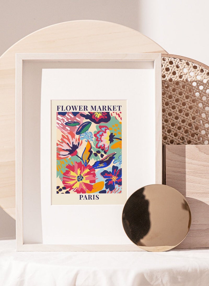 Boomah Accessories Flower Market Paris Colorful Botanical Art Poster with Frame 30x40cm 