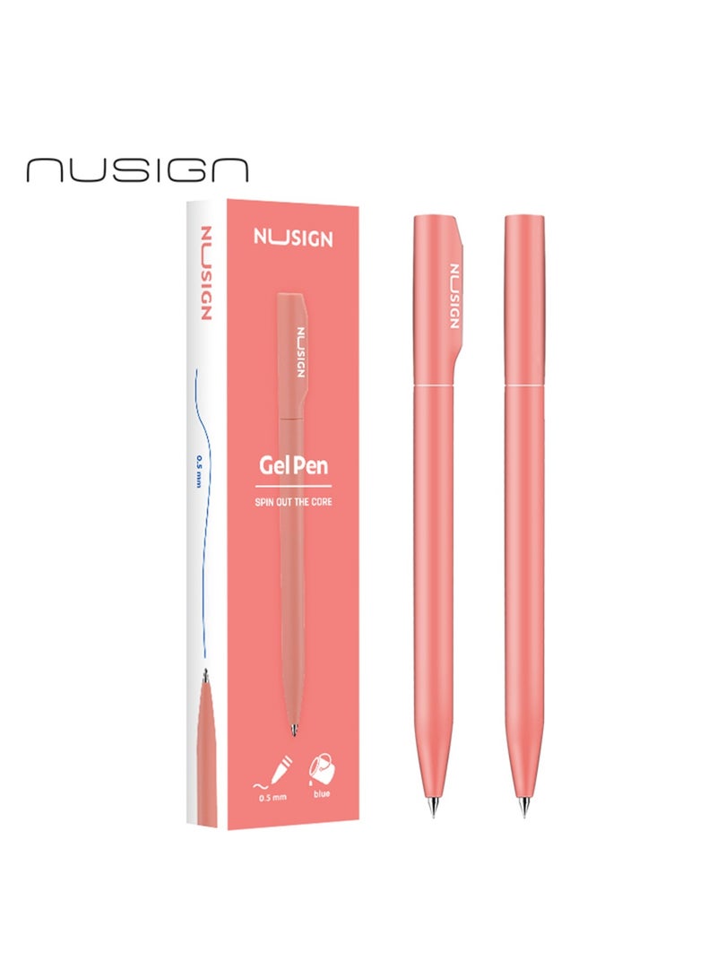 NUSIGN 10-Piece Gel Ink Pen 0.5mm Tip Blue Ink Pink Body - Image 2