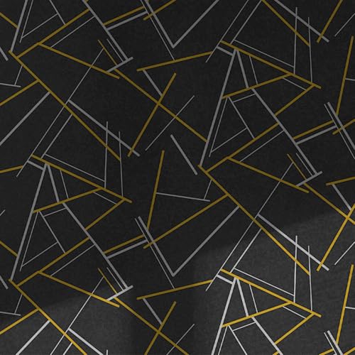 FOKRIM Black & Gold Geometric Wallpaper for Walls 45x300cm | Peel & Stick Waterproof PVC Wall Sticker | Self Adhesive Abstract Modern Line Art Wall Décor for Living Room Bedroom TV Wall Furniture - Image 1