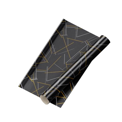 FOKRIM Black & Gold Geometric Wallpaper for Walls 45x300cm | Peel & Stick Waterproof PVC Wall Sticker | Self Adhesive Abstract Modern Line Art Wall Décor for Living Room Bedroom TV Wall Furniture - Image 5
