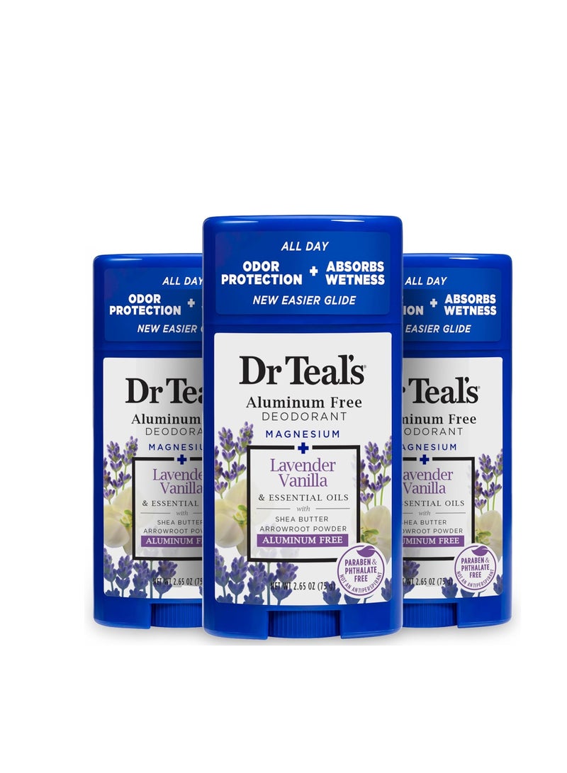 Dr Teal's Dr Teal's Aluminum Free Deodorant, Lavender Vanilla with Essential Oils, 2.65 oz (Pack of 3) - Image 1