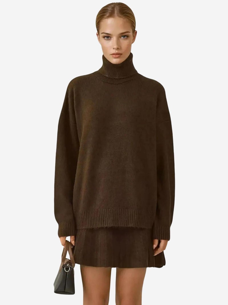 BIG DART BDART Textured Oversized Turtleneck Knit Co-Ord Set - Image 1