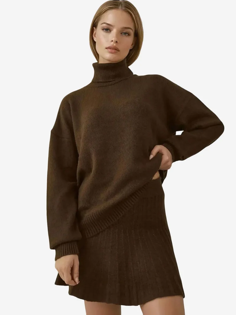 BIG DART BDART Textured Oversized Turtleneck Knit Co-Ord Set