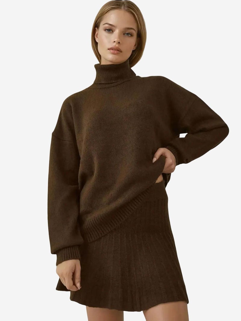 BIG DART BDART Textured Oversized Turtleneck Knit Co-Ord Set - Image 5