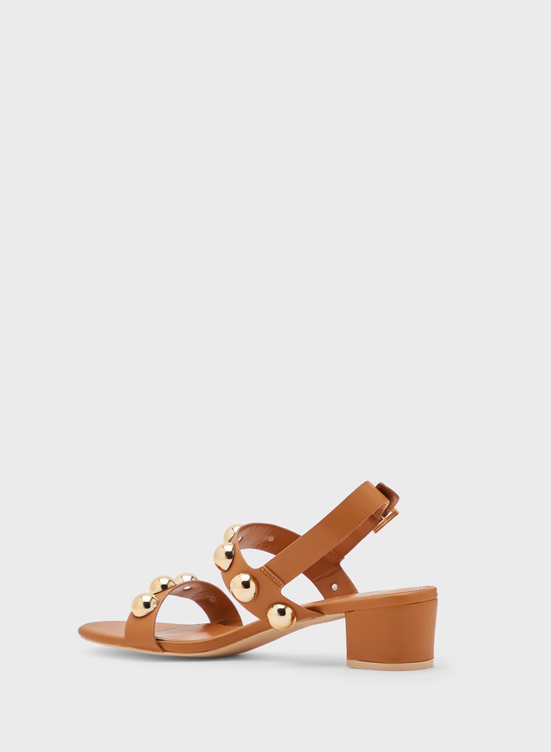 Ginger Block Heel Stud Detail Strappy Sandal  - Image 3