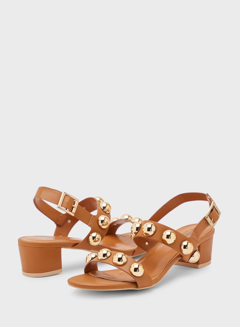 Ginger Block Heel Stud Detail Strappy Sandal  - Image 4