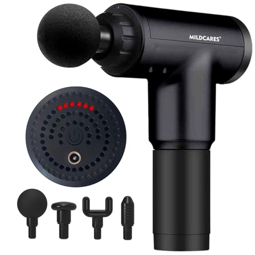 Mildcares M1 Full Body Massager Gun for Pain Relief | Deep Tissue Therapy | 6-Speed Settings, 4 Heads, Rechargeable Silent Motor – Electric Massager for Pain Relief Massager (Black) - Image 1