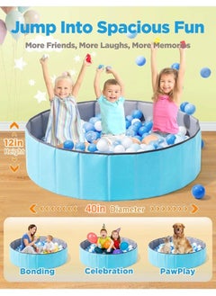 oldlaiben Large Ball Pit for Toddlers - 40 in Baby Ball Pit with Pop-Up Playmat, Portable and Foldable Kids Ball Pit, Dog Play Pit, Indoor and Outdoor Use, Hold Over 800 Balls, Balls Not Include (Blue)  - Image 2