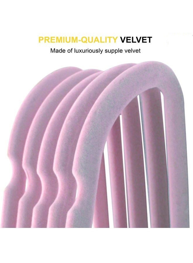 Arabest Hangers, 15.9 Inch Pink Velvet Hangers with 1 Pcs Size Dividers Non Slip Nursery Children Closet Clothes Hangers for Infant Toddler Girls and Boys - 100 Pcs - Image 2