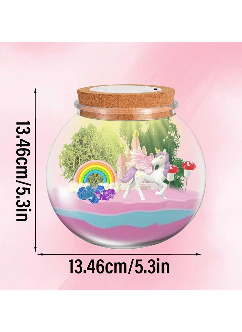 VUCATIN - Unicorns Terrarium Gifts for Kids Light Up Terrarium Crafts Kit with DIY Moon Lamp Unicorns Toys for Girls Arts and Crafts Night Light Children's Educational Toy LED Light Birthday Gift - Image 1